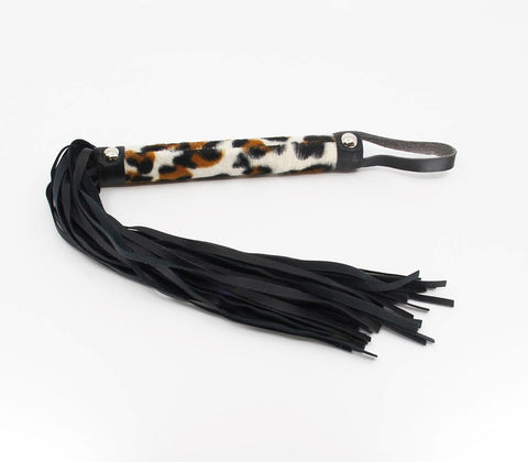 Berlin Baby Animal Print Bondage Flogger with Textured Faux Fur Handle - Whips And Crops