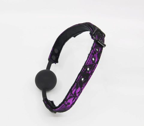 Berlin Baby Satin & Lace Silicone Ball Gag with Faux Fur Lining - Bondage Gags and Bits
