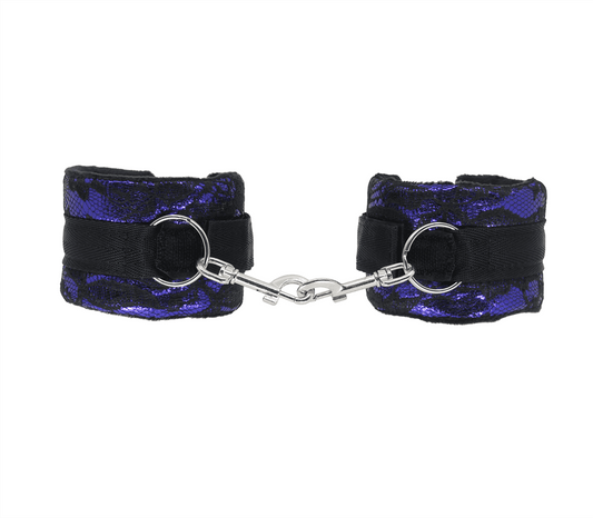 Berlin Baby Satin and Lace Bondage Wrist Cuffs - Purple - Cuffs And Restraints