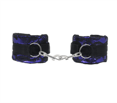 Berlin Baby Satin and Lace Bondage Wrist Cuffs - Purple - Cuffs And Restraints