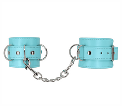 Berlin Baby Turquoise Blue Faux Leather Wrist Cuffs - - Cuffs And Restraints