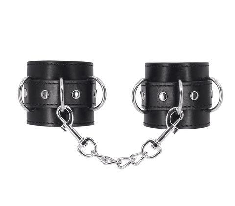 Berlin Baby Unlined Faux Leather Wrist Cuffs with Double Rivet Construction - Cuffs And Restraints