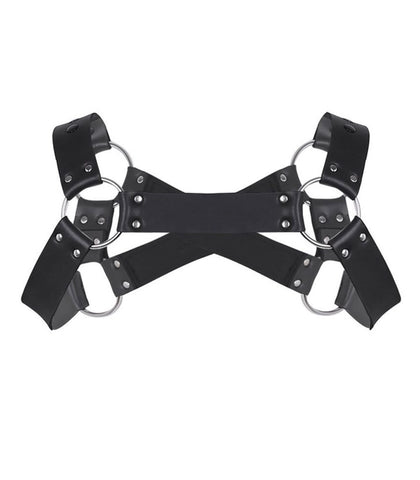 Love In Leather Mens Cross Front Neoprene Body Brace with Dual Front Zips - Cuffs And Restraints