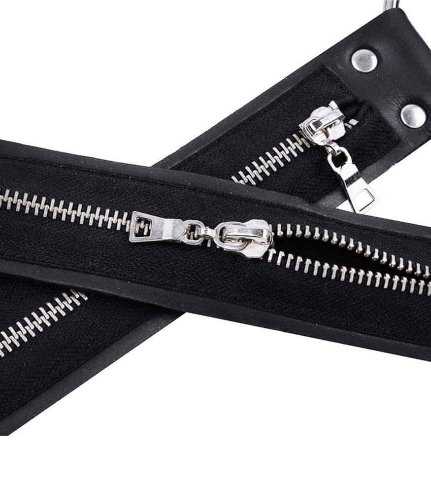 Love In Leather Mens Cross Front Neoprene Body Brace with Dual Front Zips - - Cuffs And Restraints