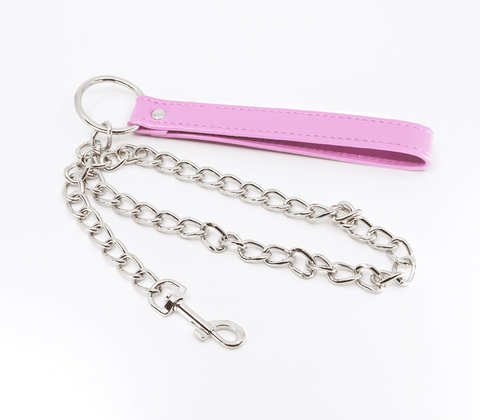 Berlin Baby Pink Handle BDSM Chain Lead for Power Exchange and Control - Collars and Leads
