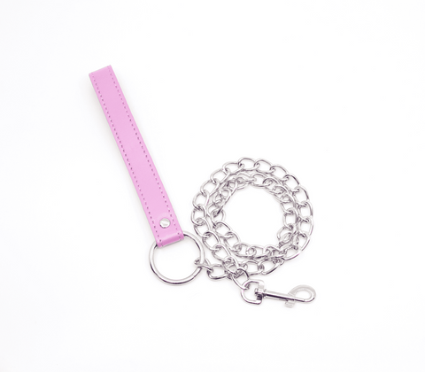 Berlin Baby Pink Handle BDSM Chain Lead for Power Exchange and Control - Collars and Leads