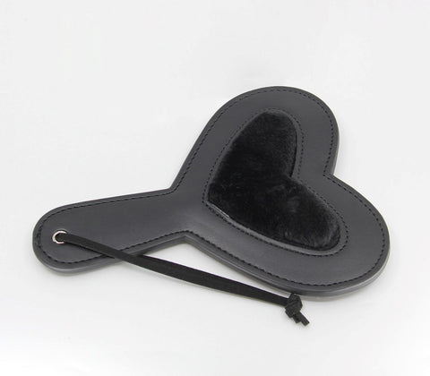 Berlin Baby Heart Shaped Vegan Leather Paddle with Faux Fur Heart Design - Paddles And Slappers
