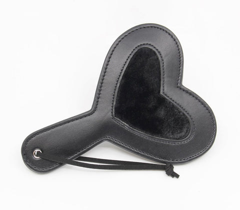 Berlin Baby Heart Shaped Vegan Leather Paddle with Faux Fur Heart Design - Paddles And Slappers