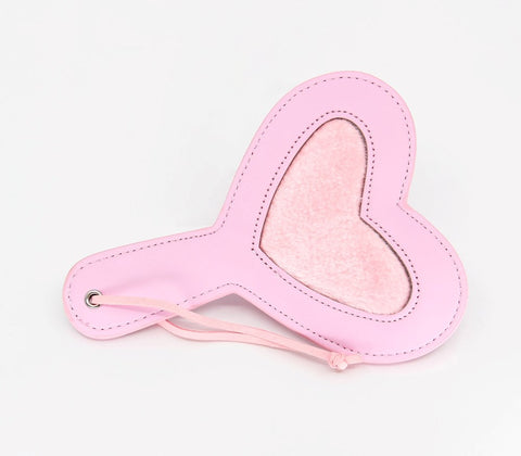 Berlin Baby Heart Shaped Vegan Leather Paddle with Faux Fur Heart Design - Paddles And Slappers