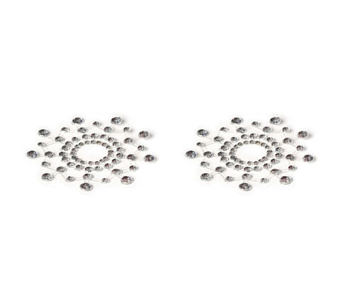 Love In Leather Rhinestone Tease Nipple Pasties with Silicone Web Design - Breast and Nipple Toys