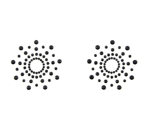 Love In Leather Rhinestone Tease Nipple Pasties with Silicone Web Design - Breast and Nipple Toys