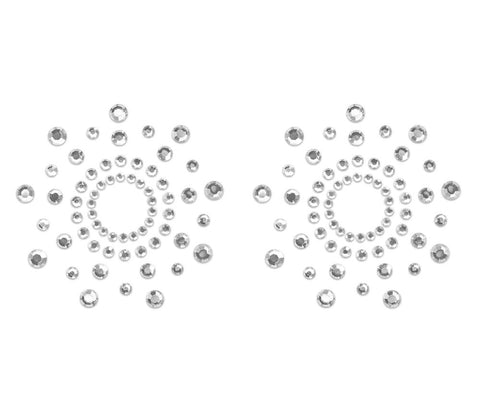Love In Leather Rhinestone Tease Nipple Pasties with Silicone Web Design - Breast and Nipple Toys