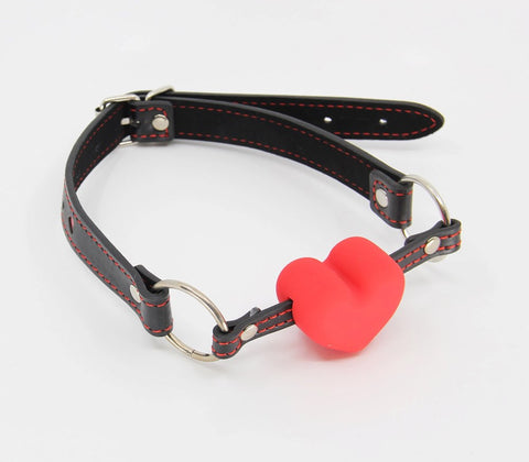 Berlin Baby Faux Leather Solid Heart Gag with Velveteen Comfort Backing - Bondage Gags and Bits
