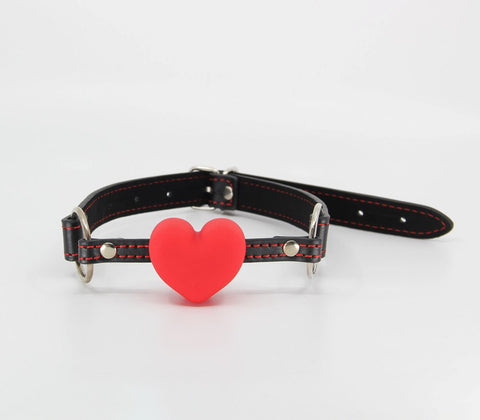 Berlin Baby Faux Leather Solid Heart Gag with Velveteen Comfort Backing - Bondage Gags and Bits