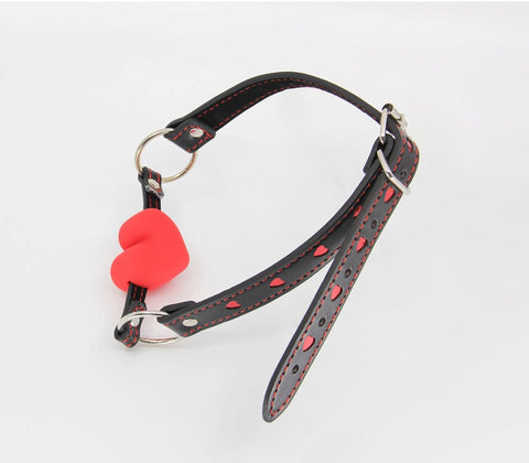 Berlin Baby Faux Leather Solid Heart Gag with Velveteen Comfort Backing - Bondage Gags and Bits