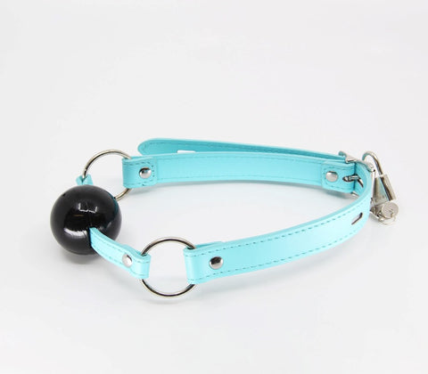 Berlin Baby Turquoise Faux Leather BDSM Gag with Lockable Buckle and Keys - Bondage Gags and Bits