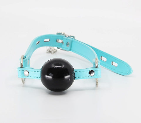 Berlin Baby Turquoise Faux Leather BDSM Gag with Lockable Buckle and Keys - Bondage Gags and Bits