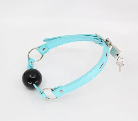 Berlin Baby Turquoise Faux Leather BDSM Gag with Lockable Buckle and Keys - Bondage Gags and Bits