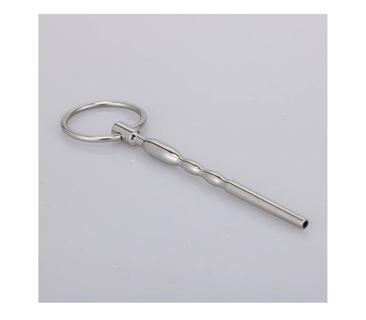 Love In Leather Urethral Plug With Ring Medical Grade Stainless Steel - Default Title - Urethral Sounds