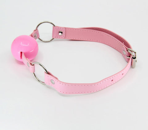 Berlin Baby Faux Leather BDSM Gag Baby Pink with 3.8cm Rubber Ball - Bondage Gags and Bits