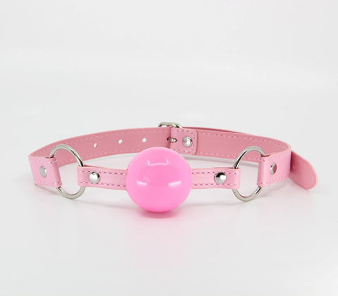 Berlin Baby Faux Leather BDSM Gag Baby Pink with 3.8cm Rubber Ball - Bondage Gags and Bits