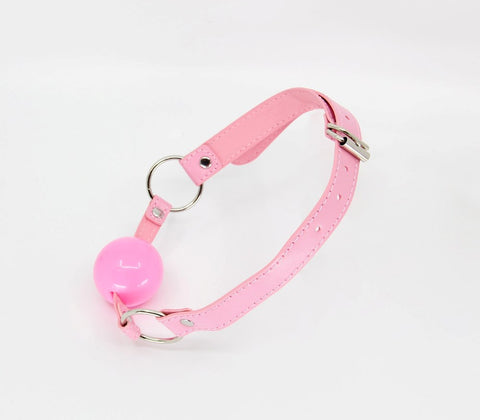 Berlin Baby Faux Leather BDSM Gag Baby Pink with 3.8cm Rubber Ball - Bondage Gags and Bits
