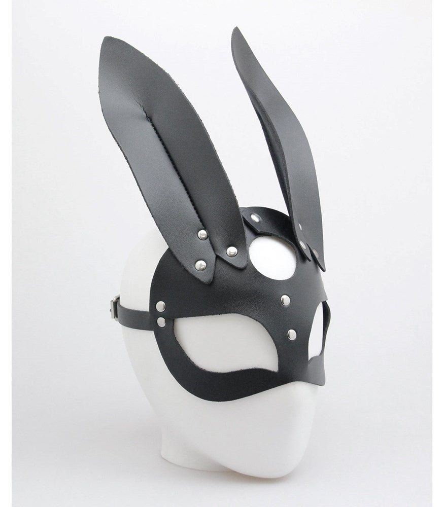 Love In Leather Half Face Leather Rabbit Mask with Genuine Leather Construction - - Masks And Blindfolds