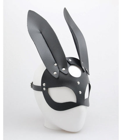 Love In Leather Half Face Leather Rabbit Mask with Genuine Leather Construction - Masks And Blindfolds