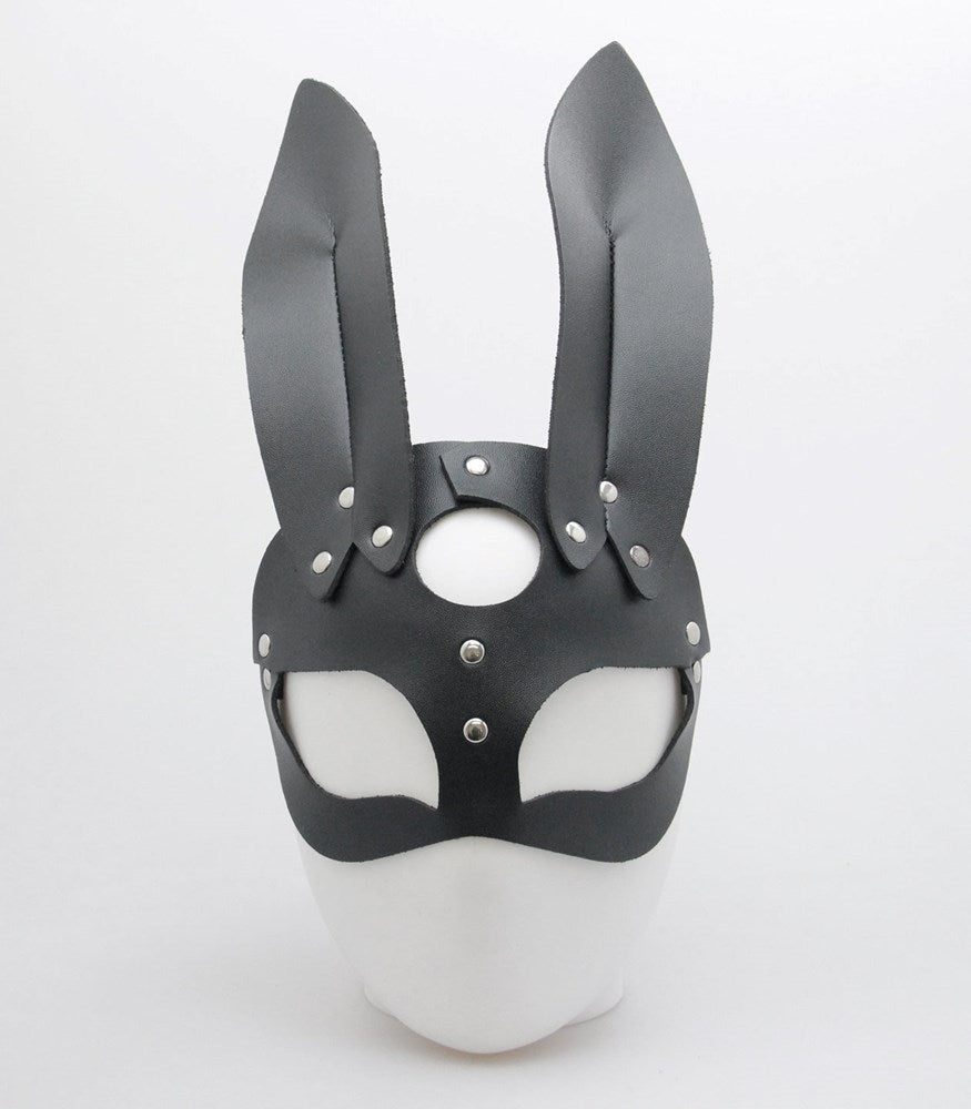 Love In Leather Half Face Leather Rabbit Mask with Genuine Leather Construction - Default Title - Masks And Blindfolds