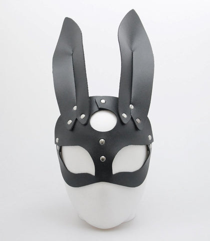 Love In Leather Half Face Leather Rabbit Mask with Genuine Leather Construction - Masks And Blindfolds