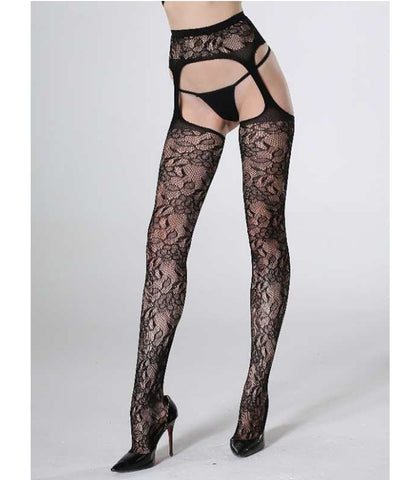 Legwear International Cindy Love Fishnet Thigh High Stockings with Garter - Fishnet and Thigh Highs