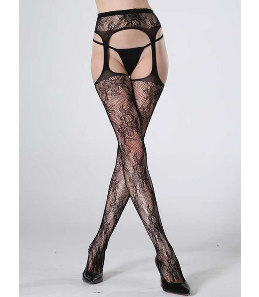 Legwear International Cindy Love Sexy Womens Thigh High With Garter Lace - Default Title - Fishnet and Thigh Highs