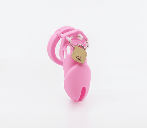 Love In Leather Silicone Male Chastity Cage Short with Dual Lock System - Male Chastity