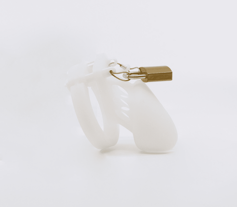 Love In Leather Silicone Male Chastity Cage Short with Dual Lock System - Male Chastity