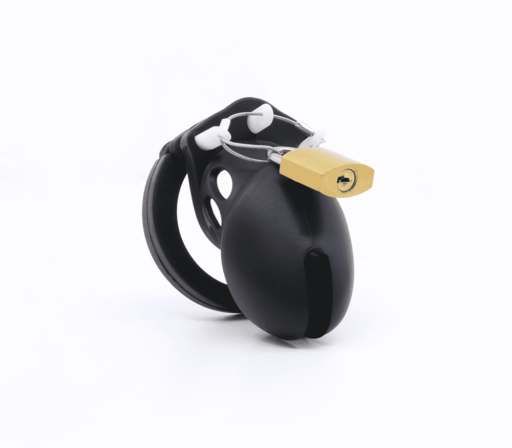 Love In Leather Silicone Male Chastity Cage Long Extended Wear Design - - Male Chastity