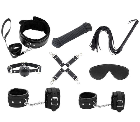 Love In Leather Vegan Friendly 9 Piece Bondage Kit Complete Restraint Set - Bondage Kits