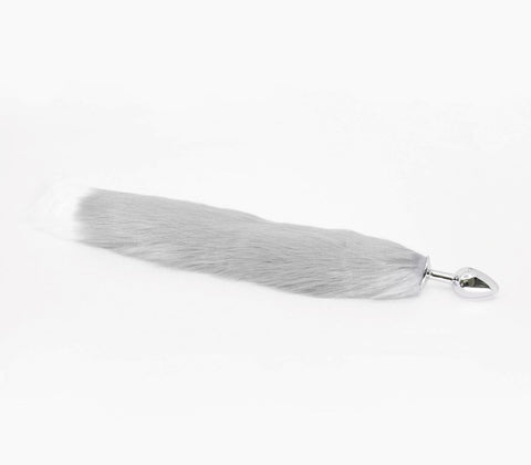 Love In Leather Faux Fur Fox Tail Butt Plug Small Premium Aluminium Fantasy - Butt Plugs