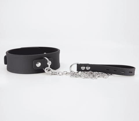 Love In Leather Premium Silicone Collar & Lead Set Heavy Silicone BDSM - Collars and Leads