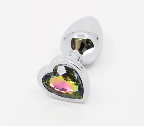 Love In Leather Metal Butt Plug With Heart Gem Premium Anal Stimulation - Butt Plugs