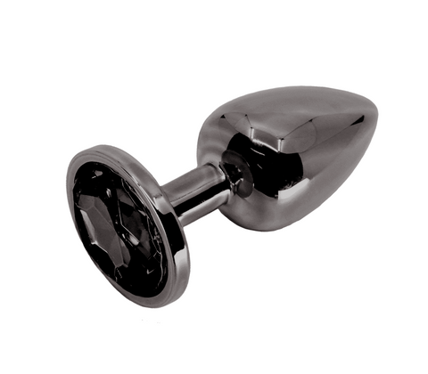 Love In Leather Round Gem Metal Anal Plug Premium Metal Construction - Butt Plugs