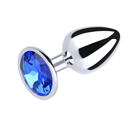 Love In Leather Round Gem Metal Anal Plug Premium Metal Construction - Butt Plugs