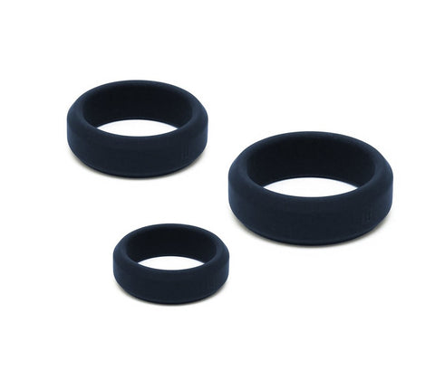 Love In Leather Bevelled Fat Boy Cock Ring 3 Pack Medical Grade Silicone - Cock Ring Sets