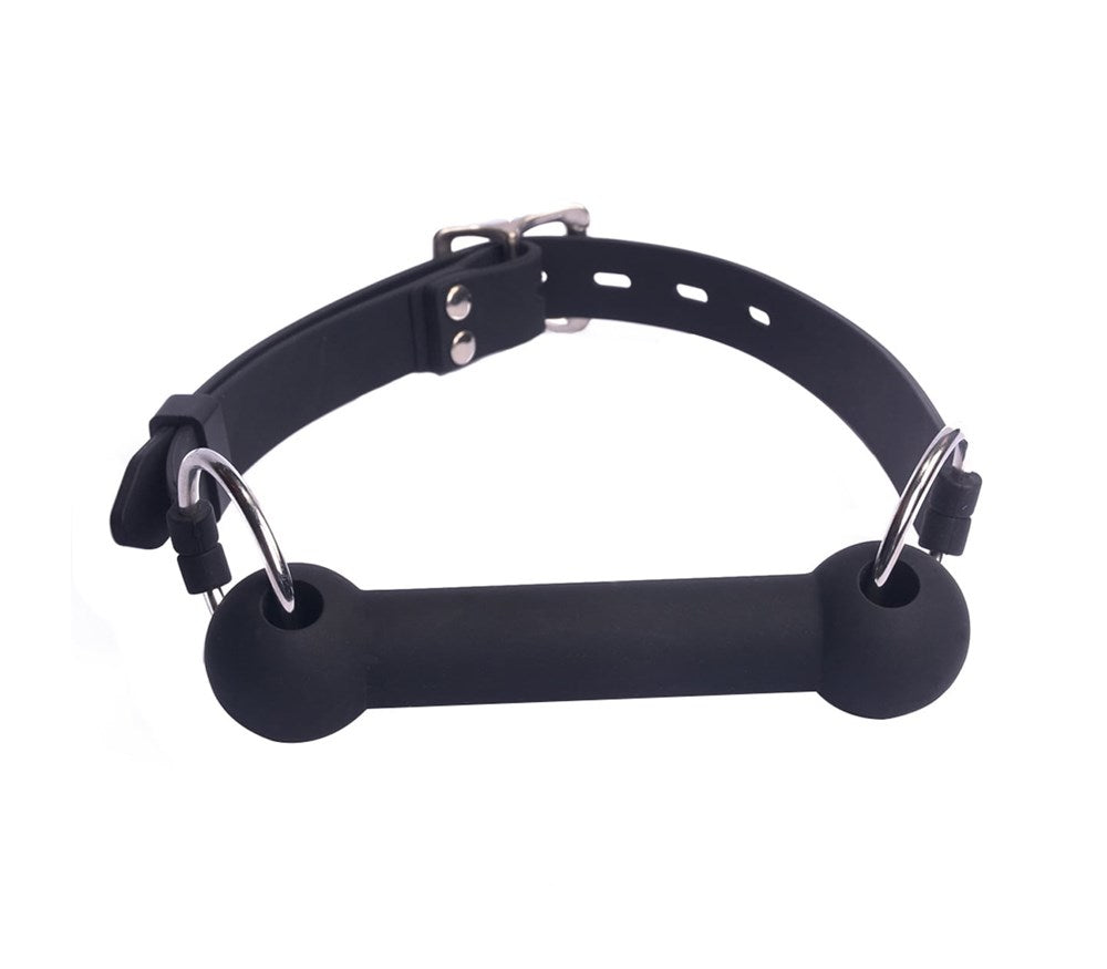Love In Leather Silicone Bit Gag With Lockable Buckle Chrome Hardware - Default Title - Bondage Gags and Bits