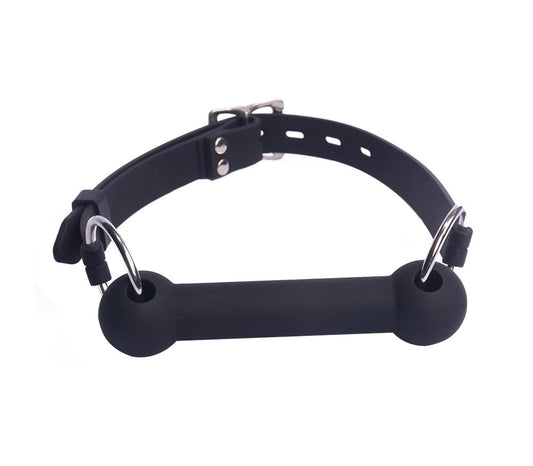 Love In Leather Silicone Bit Gag With Lockable Buckle Chrome Hardware - Default Title - Bondage Gags and Bits