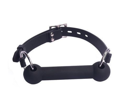 Love In Leather Silicone Bit Gag With Lockable Buckle Chrome Hardware - Bondage Gags and Bits