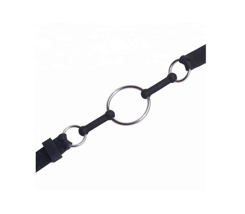 Love In Leather Metal and Silicone O Ring Gag with Lockable Security - Bondage Gags and Bits