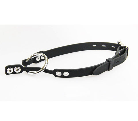Love In Leather Silicone Gag With Metal O Ring with Removable Hardware - Bondage Gags and Bits