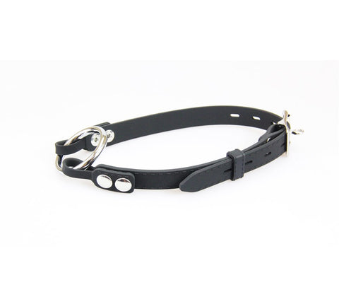 Love In Leather Silicone Gag With Metal O Ring with Removable Hardware - Bondage Gags and Bits