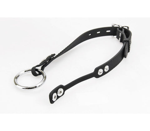 Love In Leather Silicone Gag With Metal O Ring with Removable Hardware - Bondage Gags and Bits