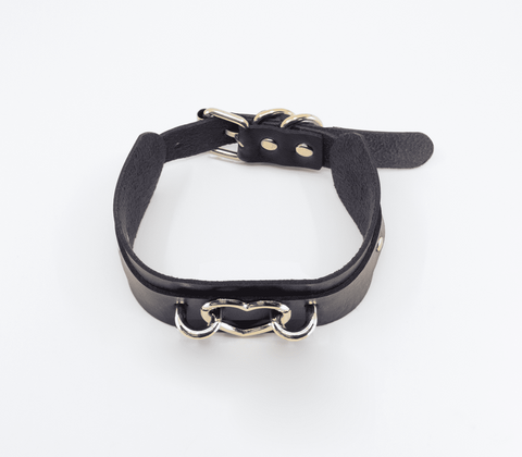 Love In Leather Heart Embellishment Faux Leather Collar with 35mm Heart - Collars and Leads